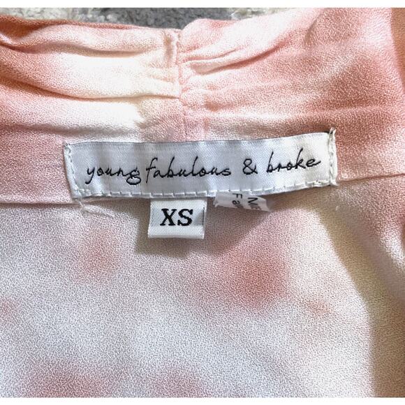 YOUNG FABULOUS & BROKE Carmen Tie-Dye wrap Top NWT XS Oversized Pink Tie Front - Picture 11 of 13